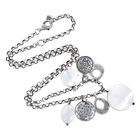 Silpada Mother of Pearl Charm Necklace | Vintage Sterling Silver 925 | 17"-19.5" - Picture 2 of 7